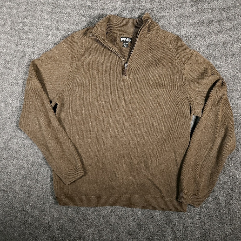 Ping Collection 1/4 Zip Sweater Size Large Brown Golf Outdoors Pullover